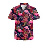 ApCuYf Chemises hawaïennes drôles pour hommes 3D à manches courtes avec graphisme tropical pour les vacances à la plage Aloha, rose, S