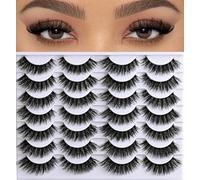 APCYUST Cateye - Lot de 14 paires de faux cils souples pour yeux de chat - Aspect naturel - 10 à 15 mm - Courts - Épais - Moelleux - Faux cils - Noir - Pestañas