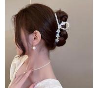 APCZCKNGNY Pince à cheveux en forme de fleur avec perle - Dos de la femme - Pour le tempérament féminin - Clip requin - Clip de carte à cheveux