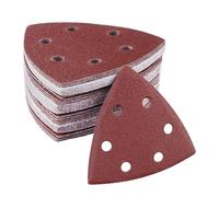 Apdvenk Papier abrasif triangulaire, 60 feuilles de papier abrasif Delta Velcro 90 x 90 x 90 mm, triangles abrasifs, 6 trous, 10 x par grain 40/60/80/120/180/240, pour ponceuse delta et ponceuse
