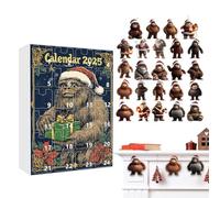 Ape Christmas Calendar Advents - 2D Acrylic Animal Ornament Countdown, 24 Days Countdown Decor Pendants for Tree, Car, and Home, Funny Holiday Collectors, Gift, 10.24x7.09x1.18 Inches