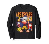 Ape Escape Vintage Distressed Character Collage Video Game Manche Longue