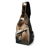 Ape Sitting on the Tree Sling Bag for Men Women Crossbody Backpack American Flag Crossbody Bag Chest Bags for Travel Sport