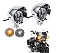 APEBAZY 2 PCS LED Feu Additionnel moto Led Phares universels Chromépour moto Phares antibrouillard pour Compatibles avec les motos Chopper, Bobber, Cruiser, Cafe Racer, ATV et SUV