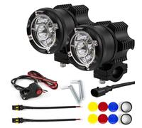 APEBAZY 90W Phare de Moto 9000lm, Phare de Moto Étanche IP68 avec Feux de Brouillard Attachés, Interrupteur et Support de Montage, Mode Flash Double, pour Motos 12V~-85V