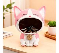 APEBAZY Bol à clés pour table d'entrée Statue de chat chanceux Plat à bonbons pour bureau Art décoratif maison (rose)