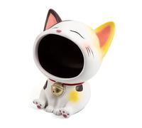 APEBAZY Bol à clés pour table d'entrée Statue de chat chanceux Plat à bonbons pour bureau Art décoratif maison (blanc)