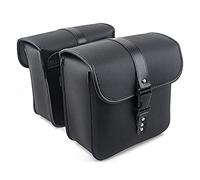 APEBAZY Lot de 2 sacoches de selle de moto en cuir synthétique imperméable pour Sportster Softail Dyna Road King Noir