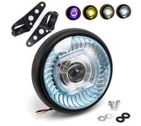 APEBAZY Phare universel 7,68 pouces pour moto avec support Phare LED Phare avant pour moto rond Certifie E pour Cafe Racer, Bobber et Chopper