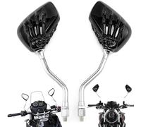 APEBAZY universel 8mm 10mm retroviseur moto chrome avec motif tête de mort et griffes retroviseur moto ompatible avec les motos sportives les choppers et les cruisers (Noir)