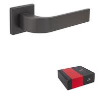 APECS Poignée de porte intérieure moderne pour porte d'entrée et porte intérieure avec rosaces carrées et matériel de fixation Code Deco ULTRA H-60142 Graphite mat sans rosace de clé