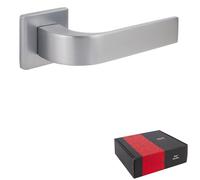 APECS Poignées de porte intérieures modernes pour porte d'entrée et porte intérieure avec rosaces carrées et matériel de fixation Code Deco ULTRA H-60142 Chromé satiné sans rosace de clé