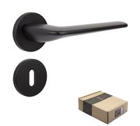 APECS Poignées de porte intérieures - Noir mat - Moderne - Pour porte d'entrée et porte intérieure - Avec rosaces carrées - Avec matériel de fixation - Modèle Capella BB - Serrure à garnitures