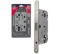 APECS Serrure à encastrer magnétique moderne silencieuse avec plaque de serrure pour portes intérieures de la maison et du bureau modèles APECS 5300-MC-PZ (cylindre profilé)