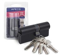 APECS SM-60(30/30)-BLM Cylindre de serrure profilé noir 60 (30/30) mm pour serrure de porte avant avec 5 clés