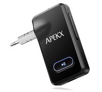 APEKX Adaptateur Bluetooth pour Voiture, récepteur Audio Hi-FI sans Fil 3,5 mm avec Une durée de Vie de la Batterie de 15 Heures, pour la stéréo Domestique(Noir)