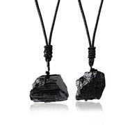 Apengshi Collier en pierre brute de tourmaline noire naturelle, pendentif irrégularité, sauvegarde de l'énergie Reiki, purification d'énergie négative, guérison, cristal d'équilibre des chakras