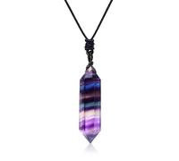 Apengshi Pendentif en cristal de guérison naturel à double pointe - Collier en quartz naturel à 6 facettes - Pendentif en pierre d'énergie - Méditation - Équilibre - Cadeau Reiki, 1.57-1.96in, Quartz