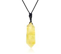 Apengshi Pendentif en cristal de guérison naturel à double pointe - Collier en quartz naturel à 6 facettes - Pendentif en pierre d'énergie - Méditation - Équilibre - Cadeau Reiki, 1.57-1.96in, Pierre