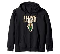 Aperçu de l'État de I Love Illinois Cornfield Sweat à Capuche