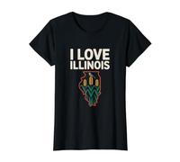 Aperçu de l'État de I Love Illinois Home Pride T-Shirt Graphique avec Valeur