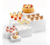Aperitif Buffet Cube Presentoir a Gateau en Acrylique Presentoir Parfum Supports de Buffet Mariage pour Traiteur(Blanc 3-8in)