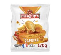 Apéritif croustillant et gourmand avec les cacahuètes enrobées paprika MENGUY'S, format 170g, fabriquées en France - Lot de 4
