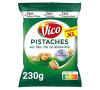 Apéritif gourmand et sans matières grasses ajoutées avec les Pistaches au Sel de Guérande VICO, format XL de 230g pour un croquant naturel préservé - Lot de 3