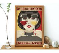 Aperiy, Bookmy Doctor Said I Need Glasses Affiches, grand décor en aluminium pour cuisine, décoration murale, affiche en métal 20,3 x 30,5 cm