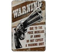 Aperiy Plaque en métal avec inscription « Warning munition Shot »