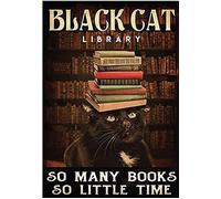 Aperiy Poster de bibliothèque de chat noir, cadeaux pour les amateurs de chats, affiches rétro, affiches de livres, cadeaux pour les amateurs de livres, affiches en métal de 20,3 x 30,5 cm, panneaux