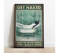 Aperiy Poster de chat amusant pour salle de bain, décoration d'art de chat amusant dans la baignoire, poster de chat noir rétro d'amour en métal 30,5 x 40,6 cm, affiches et plaques décoratives