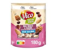 Apéro savoureux et sans sel avec ce mélange de noix nobles et raisins - NATUR' & BON VICO, pouch refermable 180g - Lot de 3