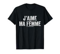 Apéro Space Apparel & Co - J'aime Quand Ma Femme Me Ramène Une Bière Humour Cadeau T-Shirt Noir Unisexe Adulte Classique Manche Courte Col Mao Imprimée Lettre Coton 100% S