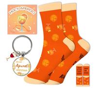 Aperol Chaussettes Aperol Spritz Trousse de maquillage Porte-clés Carte Chaussettes amusantes pour homme et femme 36-42 Cadeau pour anniversaire, Noël, carnaval, carnaval, accessoires amateurs de