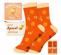 Aperol Chaussettes Aperol Spritz Trousse de maquillage Porte-clés Carte Chaussettes amusantes pour homme et femme 36-42 Cadeau pour anniversaire, Noël, carnaval, carnaval, accessoires amateurs de