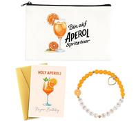 Aperol Coffret cadeau Aperol Spritz avec sac Aperol, décoration Aperol, bracelet et carte de vœux, parfait comme trousse de maquillage pour le quotidien