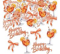 Aperol Lot de 100 confettis de table d'anniversaire Aperol Happy Birthday, agrumes, cocktail et anniversaire, orange et doré, paillettes orange et citron, décoration de fête d'anniversaire Aperol