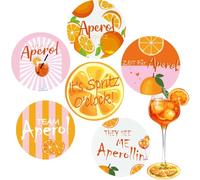 Aperol Lot de 6 dessous de verre ronds en feutre Aperol Spritz Coffret cadeau pour les amateurs d'Aperoll, décoration de table, fête à thème, carnaval, Noël