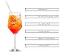 Aperol Lot de 6 pailles en verre, réutilisables, 20 cm, avec brosse, coffret cadeau