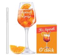 Aperol Spritz Lot de 1 verre à cocktail et 1 paille en verre, cadeau pour hommes et femmes