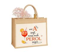 Aperol Spritz Sac cadeau en toile de jute durable pour femme, maman, sœur, amies et demoiselles d'honneur, 100 % jute et coton, A - Perol, x_l