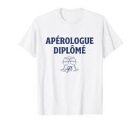 Apérologue Diplômé Apéro Été Humour Canicule T-Shirt Graphique avec Valeur, Homme, Blanc, S