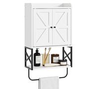 Apetaccat Armoire de salle de bain suspendue - Style maison de campagne - Blanc - Avec étagères réglables - Armoire murale pour salle de bain, cuisine et salon - 68,5 x 39 x 23 cm