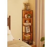 Apetaccat Étagère d'angle LED avec éclairage - 5 niveaux - Pour salon, bureau, chambre à coucher, 127 x 29 x 29 cm, noyer