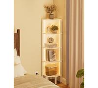 Apetaccat Étagère d'angle LED avec éclairage - 5 niveaux - Pour salon, bureau, chambre à coucher - 127 x 29 x 29 cm - Blanc