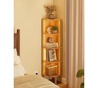 Apetaccat Étagère d'angle LED avec éclairage - 5 niveaux - Pour salon, bureau, chambre à coucher, 127 x 29 x 29 cm, aspect chêne