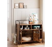 Apetaccat Maison à litière pour chat avec étagères, meuble à litière du milieu du siècle caché avec tapis à griffer, maison cachée pour chat, convient à la plupart des chats et bacs à litière (marron