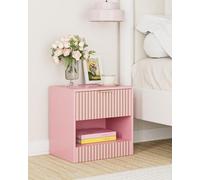 Apetaccat Petite table de chevet avec tiroir - Table de chevet en bois pour enfants - 39 x 39 x 28 cm - Table d'appoint pour chambre à coucher, salon, bureau - Rose