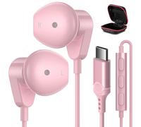 APETOO Casque USB C pour iPhone 15 Plus 16 17 Pro Max iPad Pro USB-C Écouteurs filaires avec microphone contrôle du volume HiFi stéréo Type C pour Galaxy S25/S24/S23/S22 Ultra, Pixel 9 8 7 6, rose